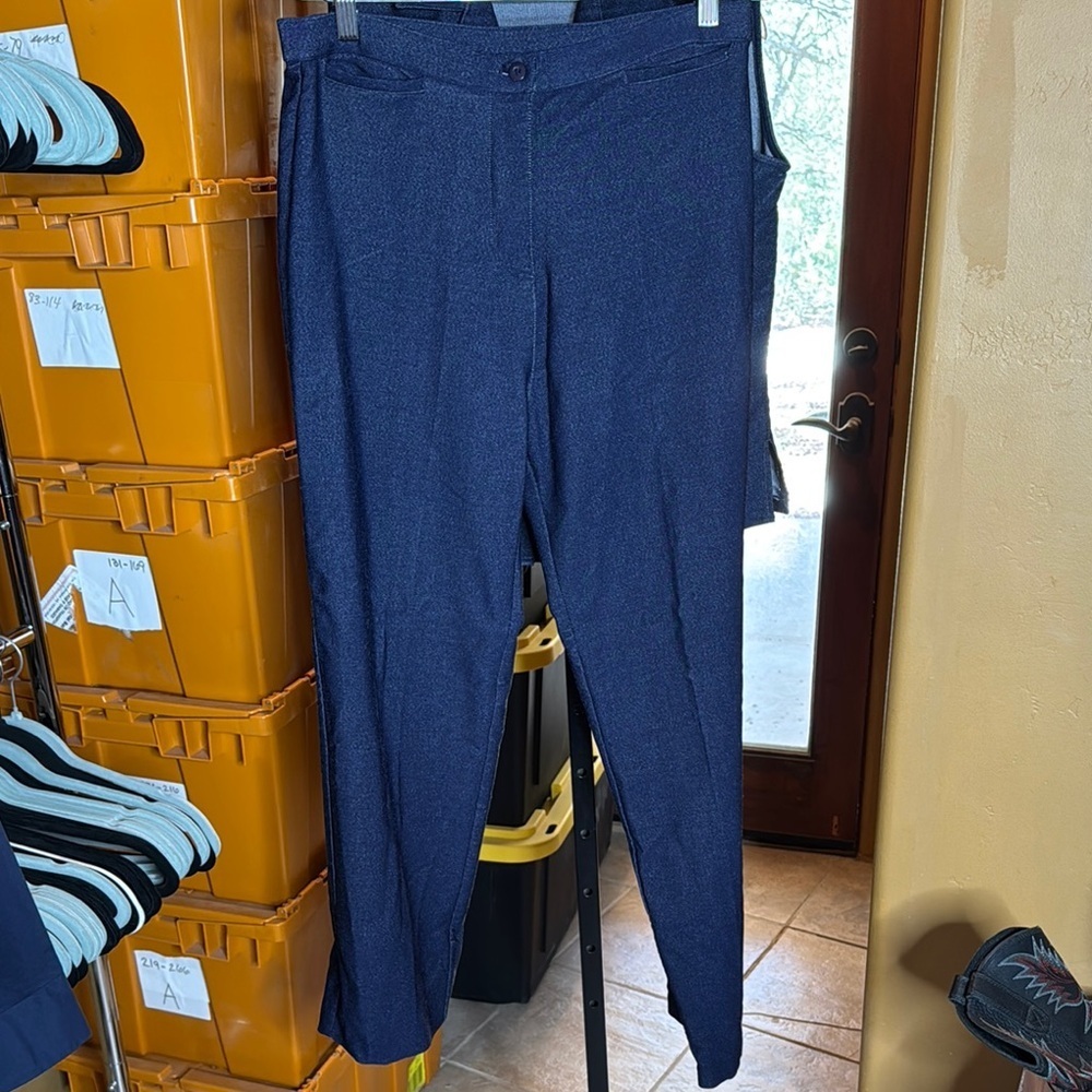Vintage Indulgence Indigo Blue Jean Vest Pantsuit Size Large - Picture 10 of 13